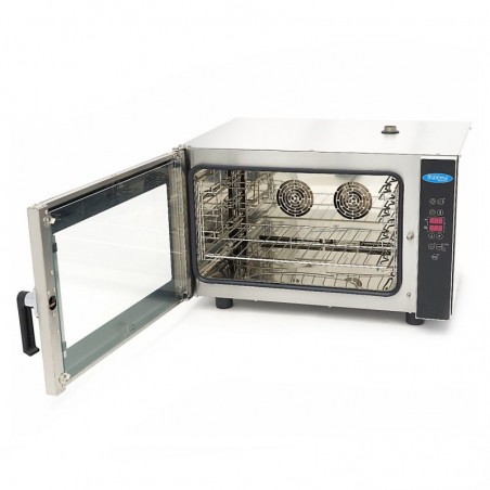 Comprar Horno de vapor combinado para 4 bandejas GN 1/1 y 60 x 40 cm pantalla digital 2 ventiladores en Pepebar