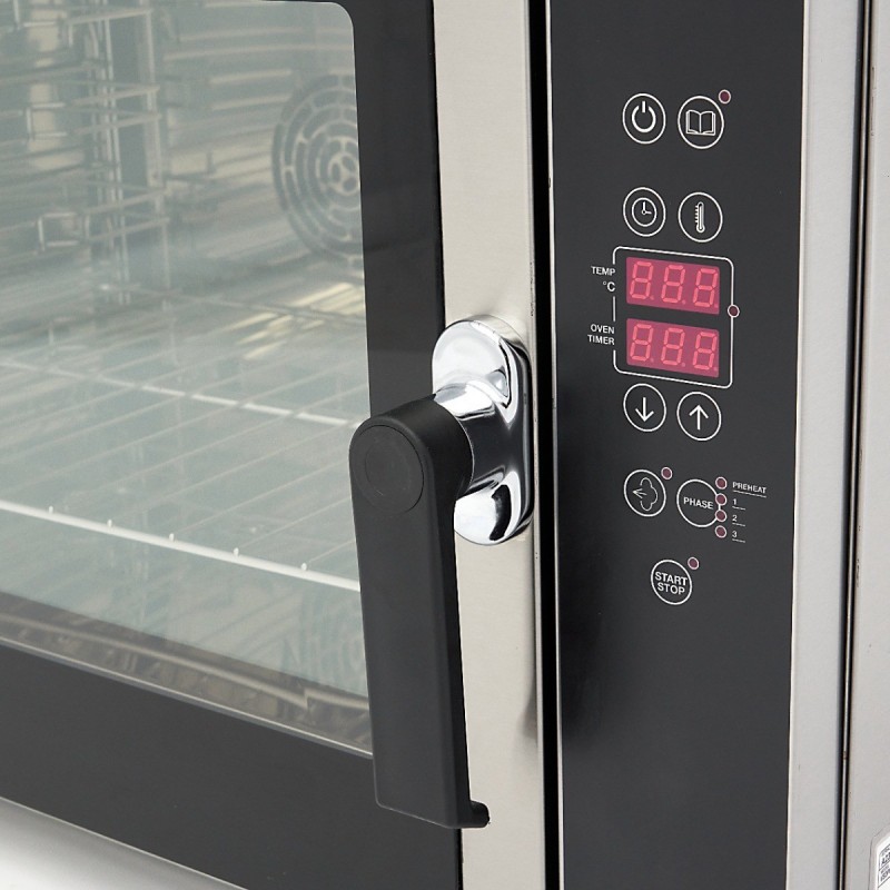 Comprar Horno de vapor combinado para 4 bandejas GN 1/1 y 60 x 40 cm pantalla digital 2 ventiladores en Pepebar