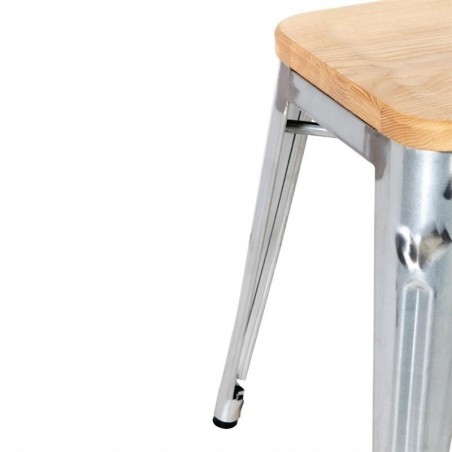 Comprar Taburetes bajos galvanizados con asiento de madera Bolero Bistro 4 unidades GM634 en Pepebar