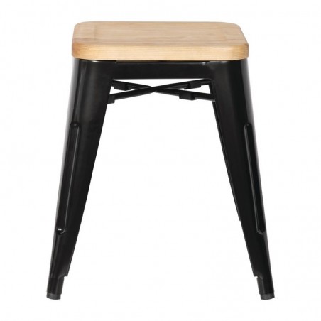 Comprar Taburetes Bajos con Asiento de Madera Bolero Bistro Negro 4 unidades GM635 en Pepebar