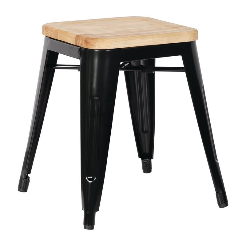 Comprar Taburetes Bajos con Asiento de Madera Bolero Bistro Negro 4 unidades GM635 en Pepebar