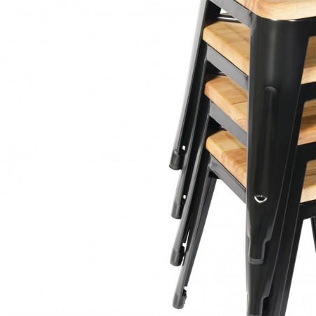 Comprar Taburetes Bajos con Asiento de Madera Bolero Bistro Negro 4 unidades GM635 en Pepebar