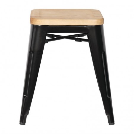 Comprar Taburetes Bajos con Asiento de Madera Bolero Bistro Negro 4 unidades GM635 en Pepebar