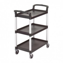 Carrito de servicio negro de 3 estantes Cambro CT349 - Pepebar Carrito de servicio negro de 3 estantes Cambro CT349
