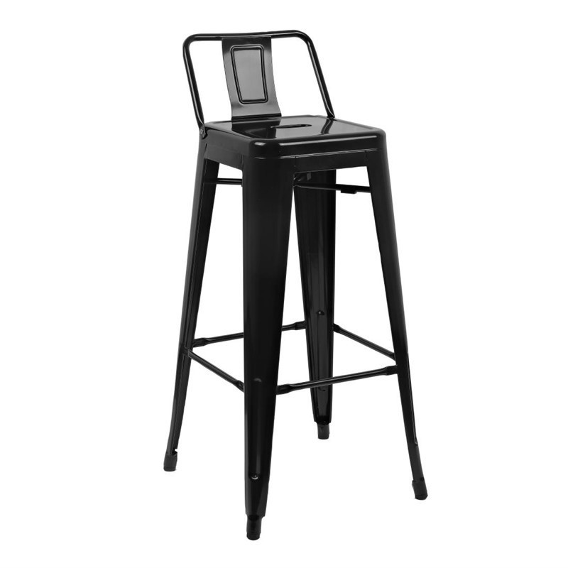 Comprar Taburete alto con respaldo negro de acero Bolero DL882 en Pepebar