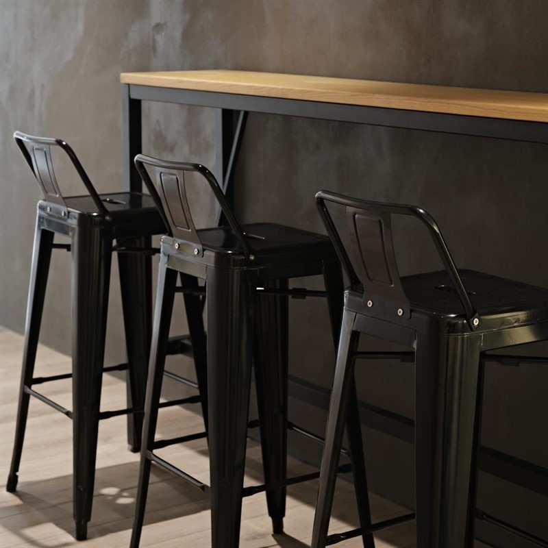 Comprar Taburete alto con respaldo negro de acero Bolero DL882 en Pepebar