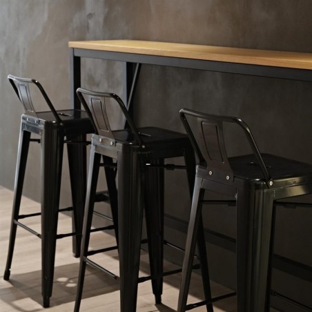 Comprar Taburete alto con respaldo negro de acero Bolero DL882 en Pepebar