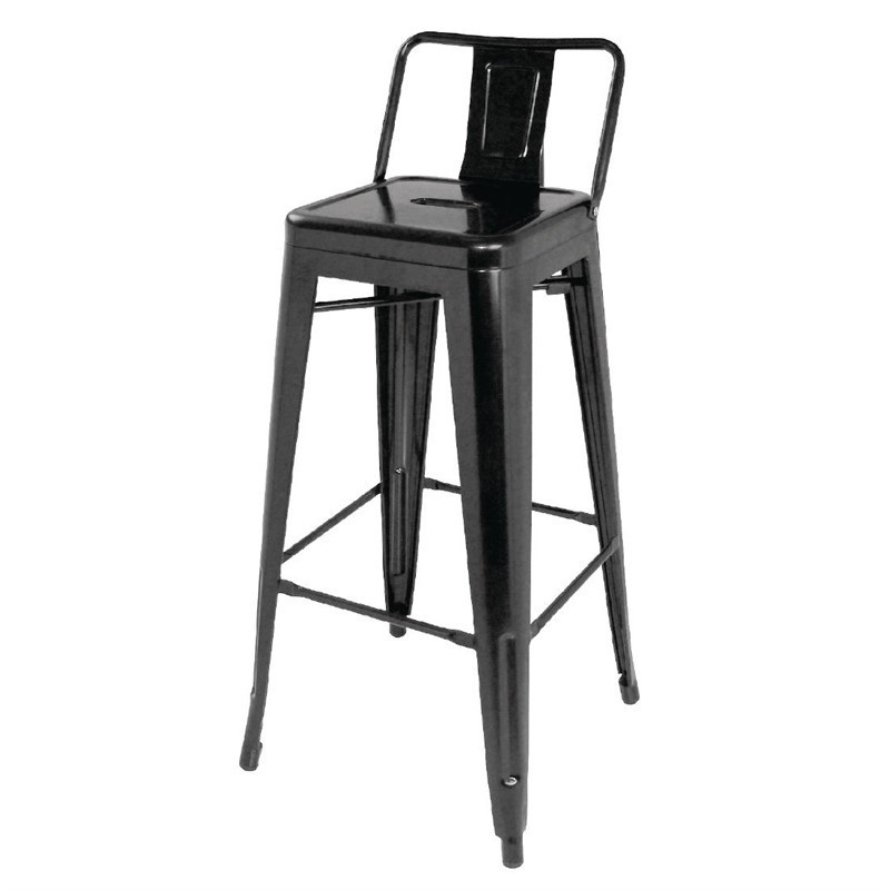 Comprar Taburete alto con respaldo negro de acero Bolero DL882 en Pepebar