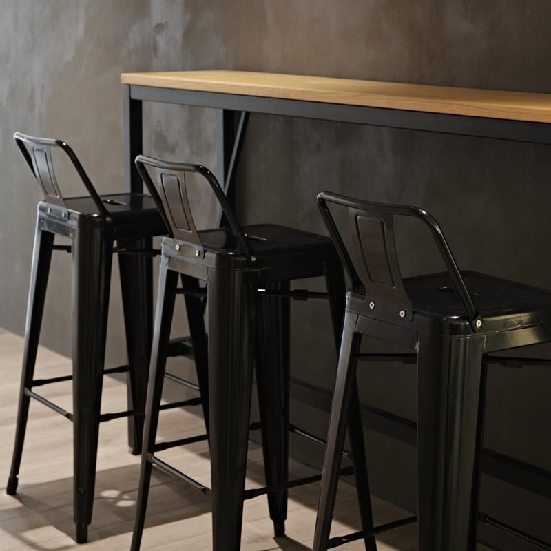 Comprar Taburete alto con respaldo negro de acero Bolero DL882 en Pepebar