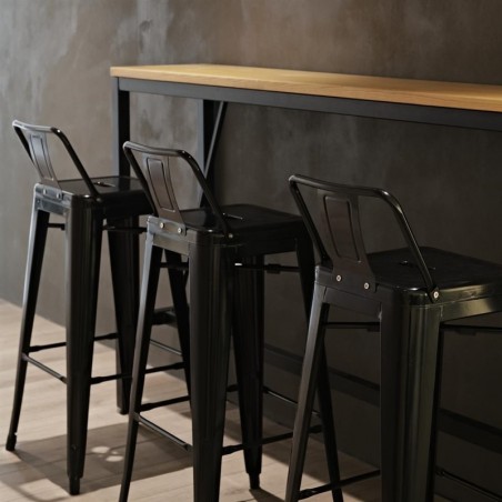 Comprar Taburete alto con respaldo negro de acero Bolero DL882 en Pepebar