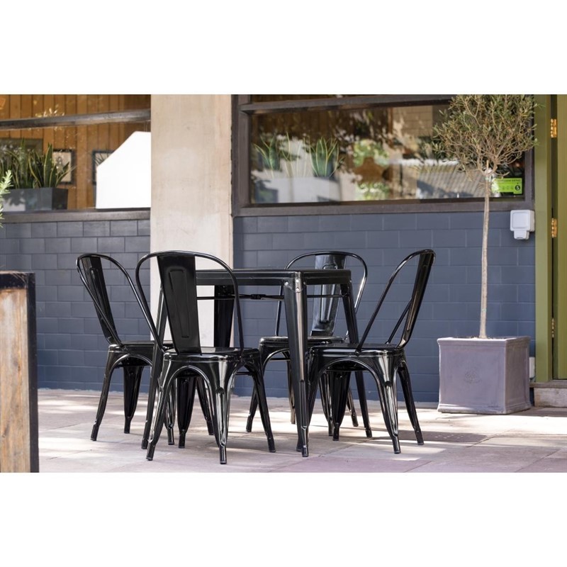 Juego de sillas negras de acero Bolero 4 unidades GL331 Comprar Juego de sillas negras de acero Bolero 4 unidades GL331 en Pepebar