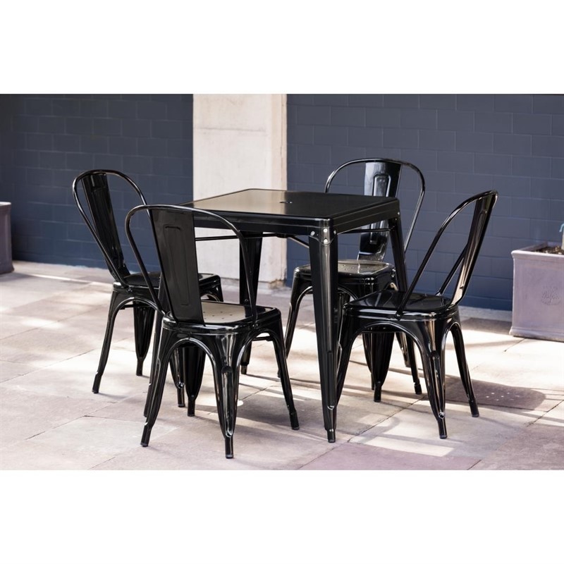 Juego de sillas negras de acero Bolero 4 unidades GL331 Comprar Juego de sillas negras de acero Bolero 4 unidades GL331 en Pepebar