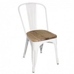 Sillas Bistro con asiento de madera Bolero blancas 4 unidades GM644
