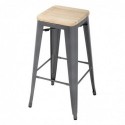 Taburetes Altos con Asiento de Madera Gun Metal Bolero Bistro 4 unidades GM639