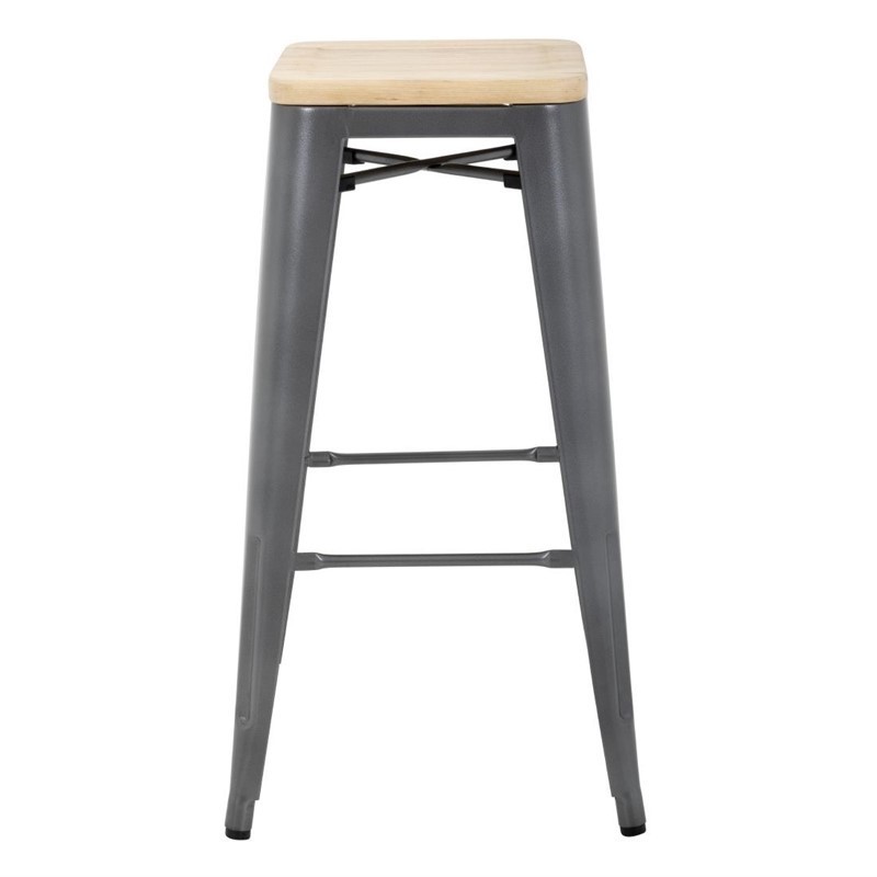 Comprar Taburetes Altos con Asiento de Madera Gun Metal Bolero Bistro 4 unidades GM639 en Pepebar