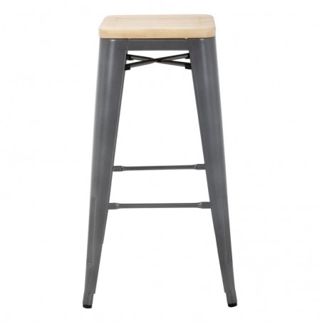 Comprar Taburetes Altos con Asiento de Madera Gun Metal Bolero Bistro 4 unidades GM639 en Pepebar