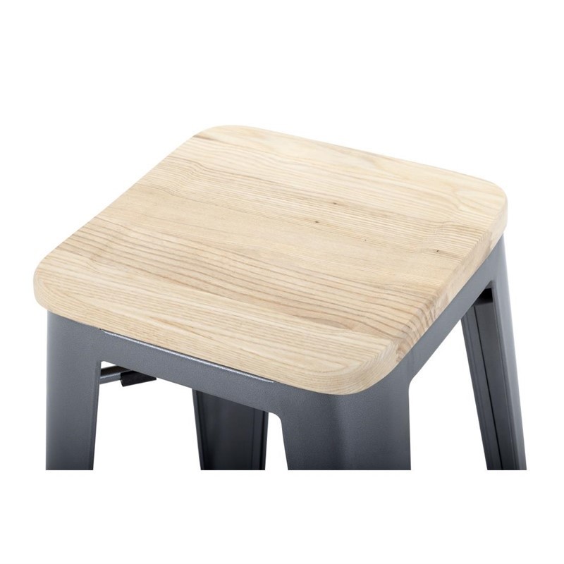 Comprar Taburetes Altos con Asiento de Madera Gun Metal Bolero Bistro 4 unidades GM639 en Pepebar
