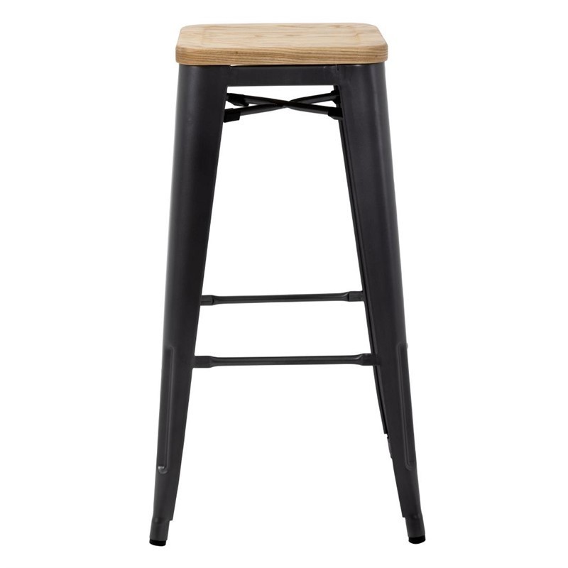 Comprar Taburetes Altos con Asiento de Madera Gun Metal Bolero Bistro 4 unidades GM639 en Pepebar