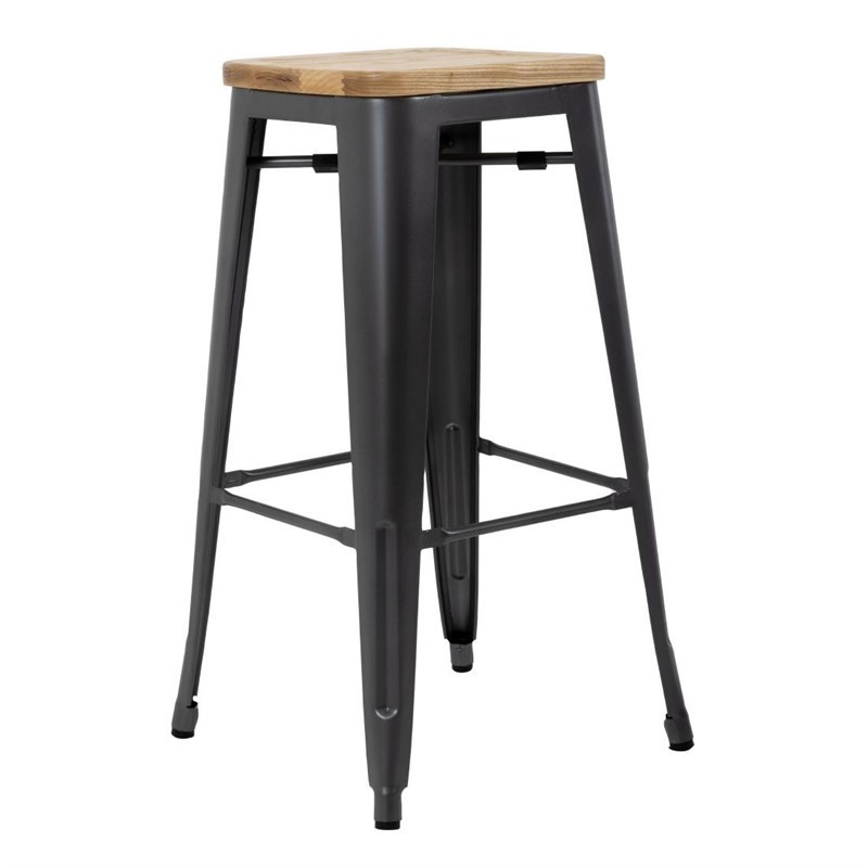 Comprar Taburetes Altos con Asiento de Madera Gun Metal Bolero Bistro 4 unidades GM639 en Pepebar