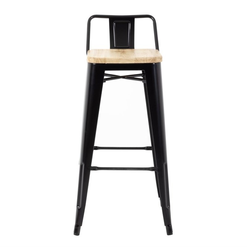 Comprar Taburetes Altos con Respaldo y Asiento de Madera Negro Bolero Bistro 4 unidades FB623 en Pepebar