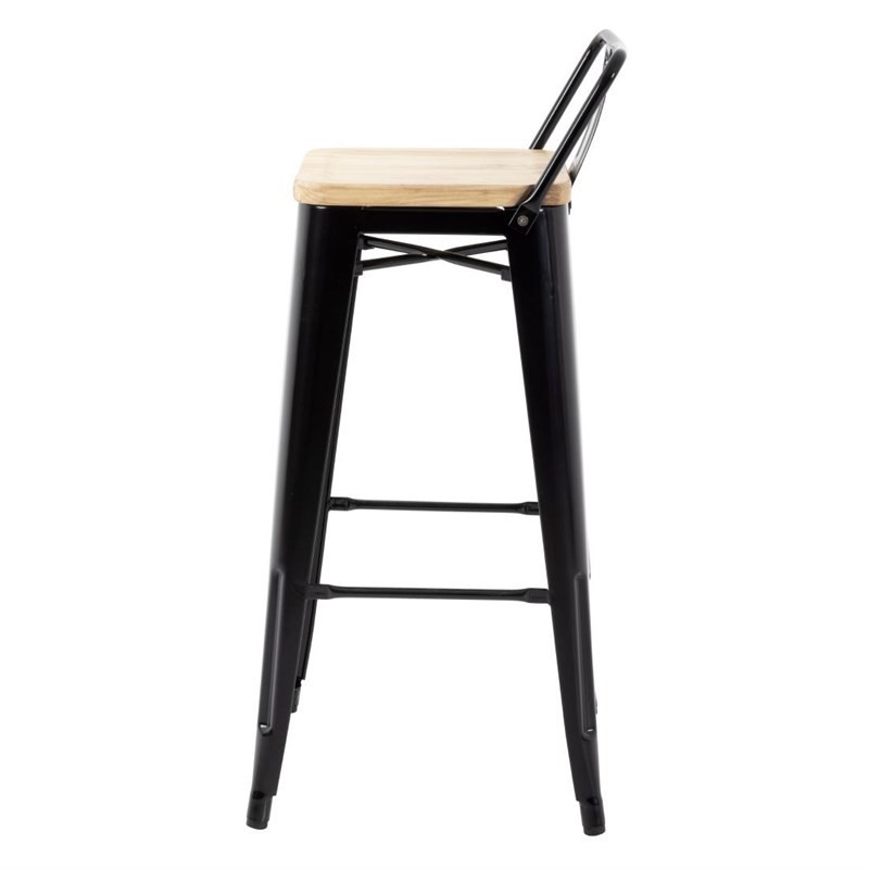 Comprar Taburetes Altos con Respaldo y Asiento de Madera Negro Bolero Bistro 4 unidades FB623 en Pepebar