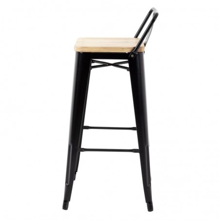 Comprar Taburetes Altos con Respaldo y Asiento de Madera Negro Bolero Bistro 4 unidades FB623 en Pepebar