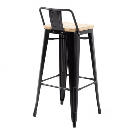 Comprar Taburetes Altos con Respaldo y Asiento de Madera Negro Bolero Bistro 4 unidades FB623 en Pepebar