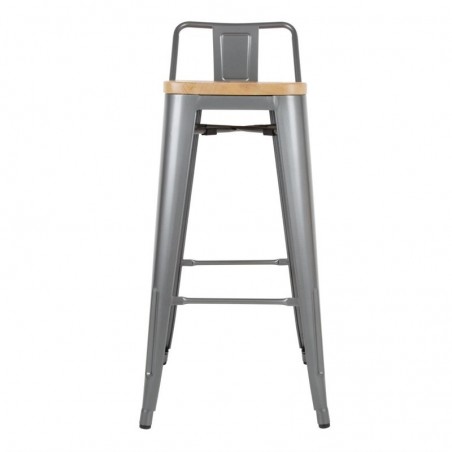 Comprar Taburetes Altos con Respaldo Asiento de Madera Gun Metal Bolero Bistro 4 unidades FB624 en Pepebar