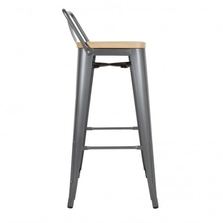 Comprar Taburetes Altos con Respaldo Asiento de Madera Gun Metal Bolero Bistro 4 unidades FB624 en Pepebar