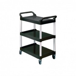 Carrito de servicio compacto negro Rubbermaid J818 - Catálogo Carros catering y servicio
