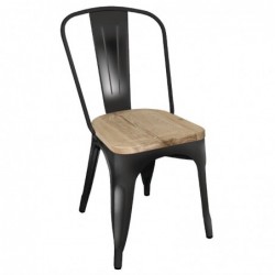 Silla de acero asiento de madera Bolero 4 unidades GG707 - Catálogo Sillas Hostelería
