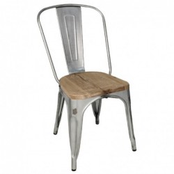 Sillas Bistro con Asiento de Madera Bolero Galvanizadas 4 unidades GM642 - Catálogo Sillas Hostelería