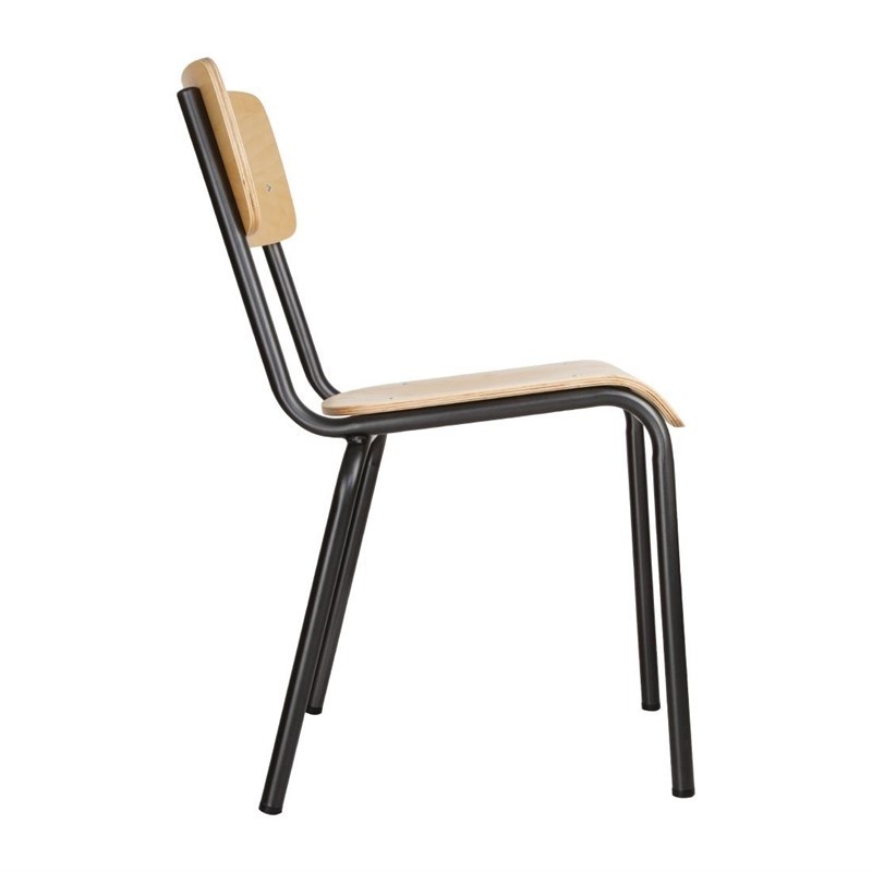 Comprar Sillas Cantina asiento de madera y respaldo gris metálico Bolero 4 unidades FB942 en Pepebar