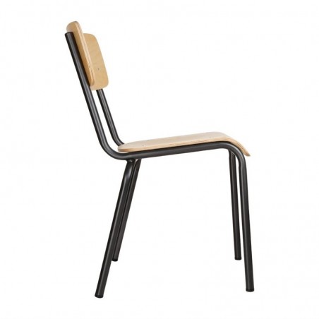 Comprar Sillas Cantina asiento de madera y respaldo gris metálico Bolero 4 unidades FB942 en Pepebar