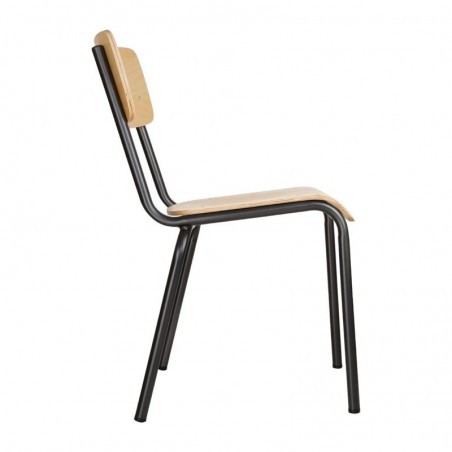 Comprar Sillas Cantina asiento de madera y respaldo gris metálico Bolero 4 unidades FB942 en Pepebar