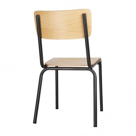 Comprar Sillas Cantina asiento de madera y respaldo gris metálico Bolero 4 unidades FB942 en Pepebar