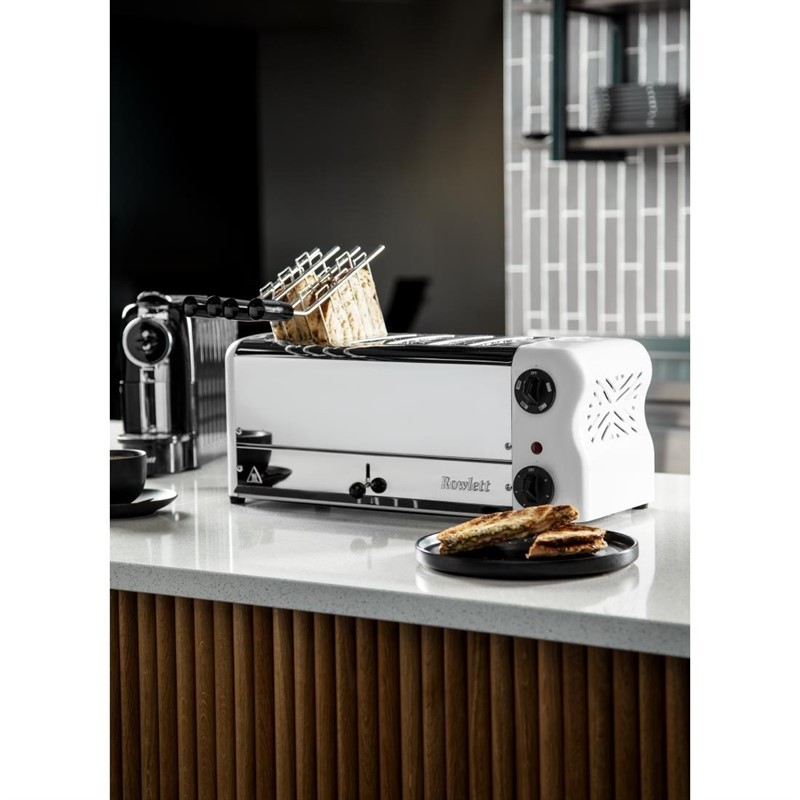 Comprar Tostadora Esprit 6 ranuras blanca con pinzas para sándwiches Rowlett CH186 en Pepebar