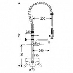 Grifo monobloc caño independiente uso no intensivo Gastro M ducha CY798 - Catálogo Grifería industrial