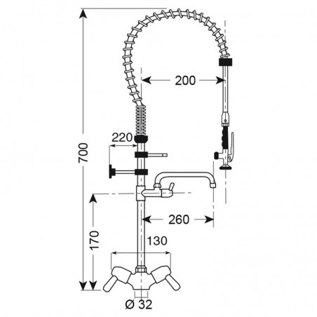 Comprar Grifo monobloc caño independiente uso no intensivo Gastro M ducha CY798 en Pepebar