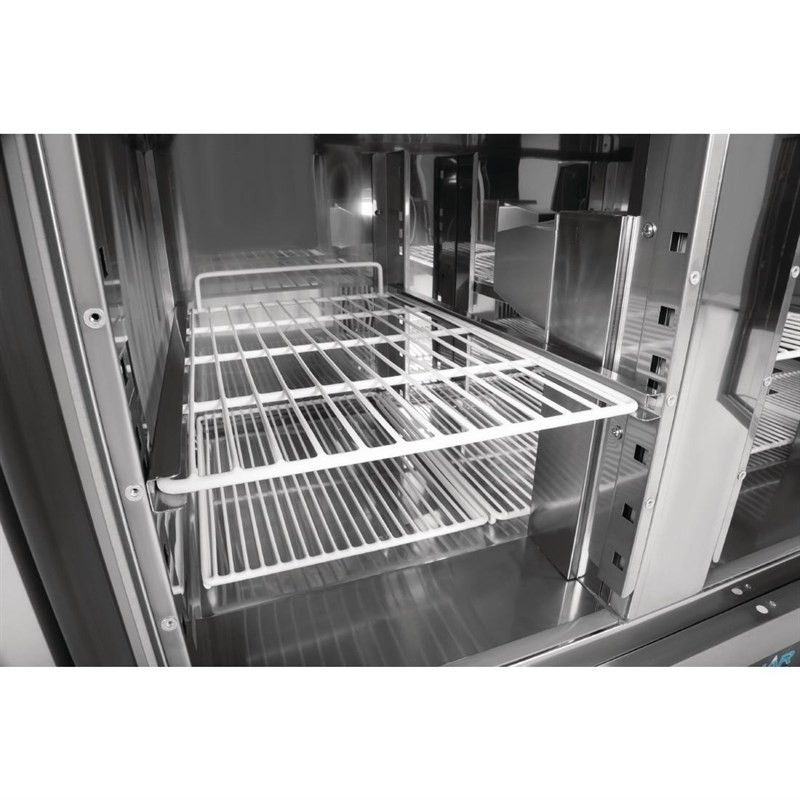 Comprar Mostrador refrigerado para preparación de pizza 2 puertas con protector de cristal Polar G-Serie 256 litros GH266 en Pepebar