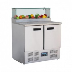 Mostrador refrigerado para preparación de pizza 2 puertas con protector de cristal Polar G-Serie 256 litros GH266 - Catálogo Bajo mostrador