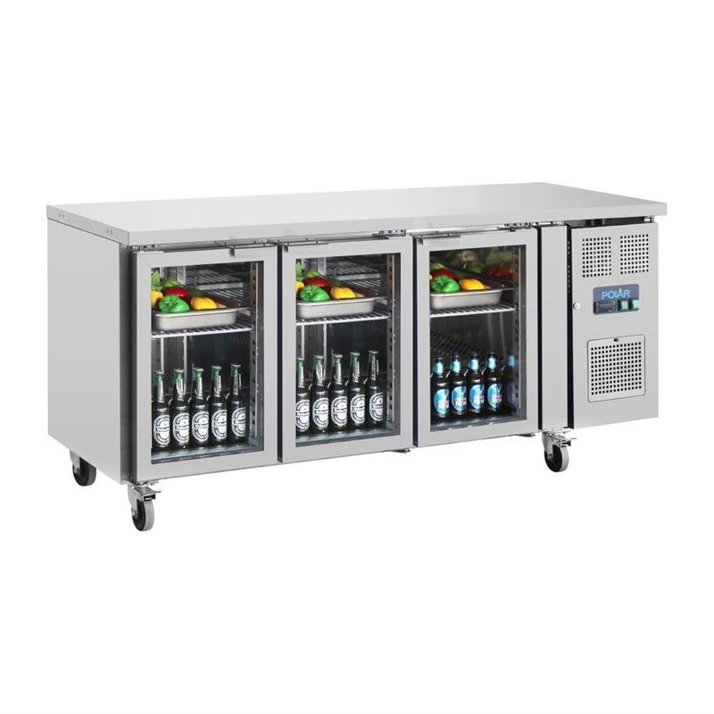 Comprar Bajo mostrador refrigerado 3 Puertas cristal Polar U-Serie UA024 en Pepebar