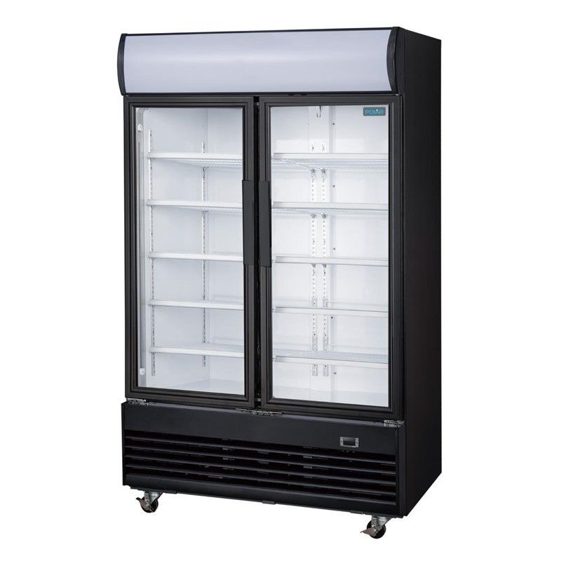 Comprar Nevera expositora negra doble puerta abatible con luz 950 litros G-Serie Polar GM813 en Pepebar