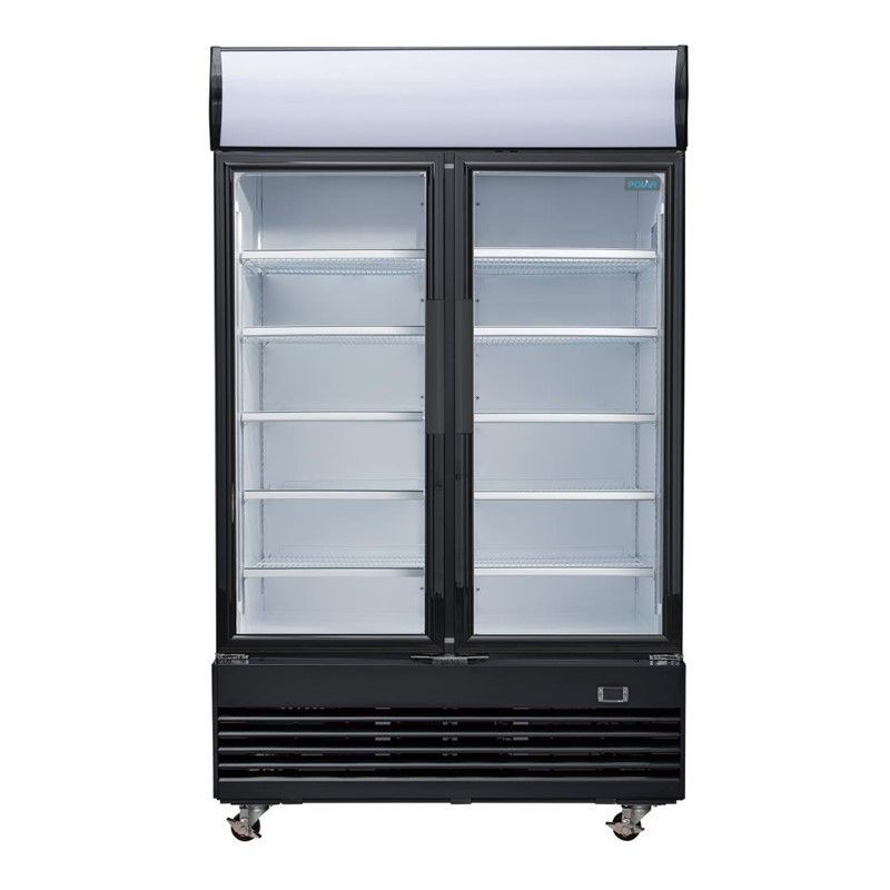 Comprar Nevera expositora negra doble puerta abatible con luz 950 litros G-Serie Polar GM813 en Pepebar