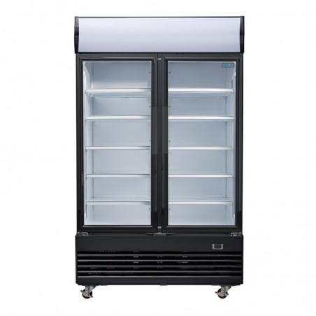 Comprar Nevera expositora negra doble puerta abatible con luz 950 litros G-Serie Polar GM813 en Pepebar