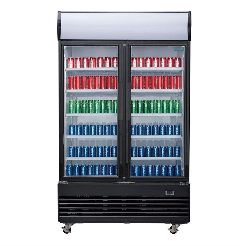 Comprar Nevera expositora negra doble puerta abatible con luz 950 litros G-Serie Polar GM813 en Pepebar