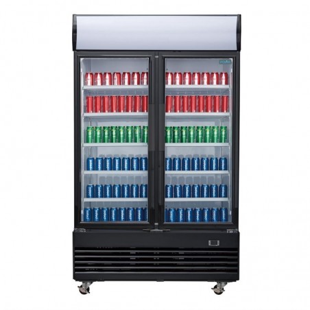 Comprar Nevera expositora negra doble puerta abatible con luz 950 litros G-Serie Polar GM813 en Pepebar