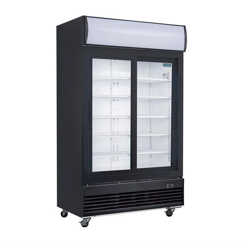 Comprar Nevera expositora negra puertas correderas con luz 950 litros G-Serie Polar GM814 en Pepebar