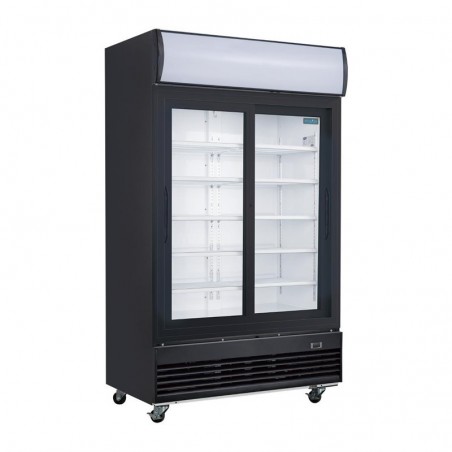 Comprar Nevera expositora negra puertas correderas con luz 950 litros G-Serie Polar GM814 en Pepebar