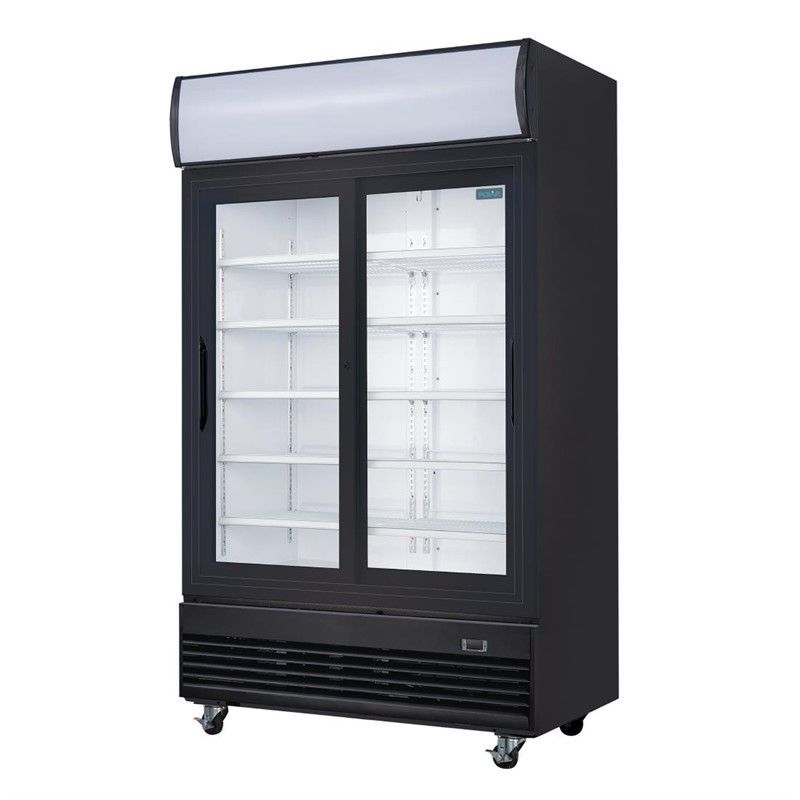 Comprar Nevera expositora negra puertas correderas con luz 950 litros G-Serie Polar GM814 en Pepebar
